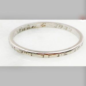 Antique platinum thin wedding band Art Deco